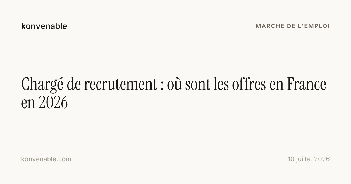 Chargé de recrutement : où sont les offres en France en 2026